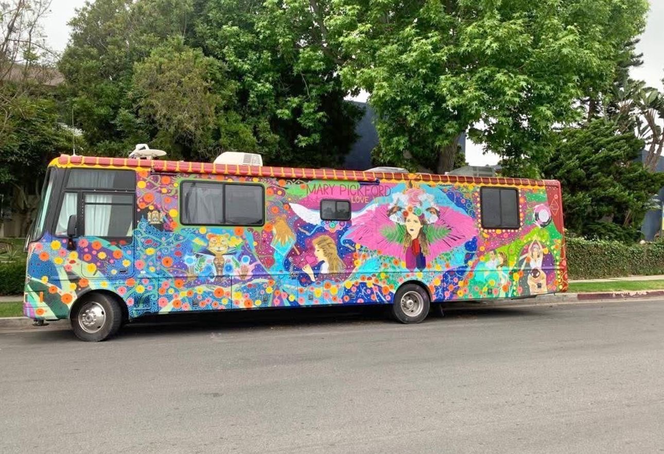 Pinkford! RV painted side view with Mary Pickford mural